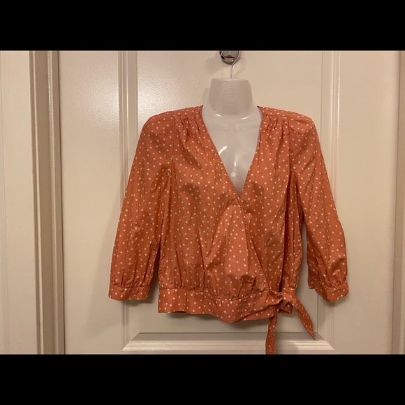 Coral Wrap Top with Stars - Picture 2 of 2